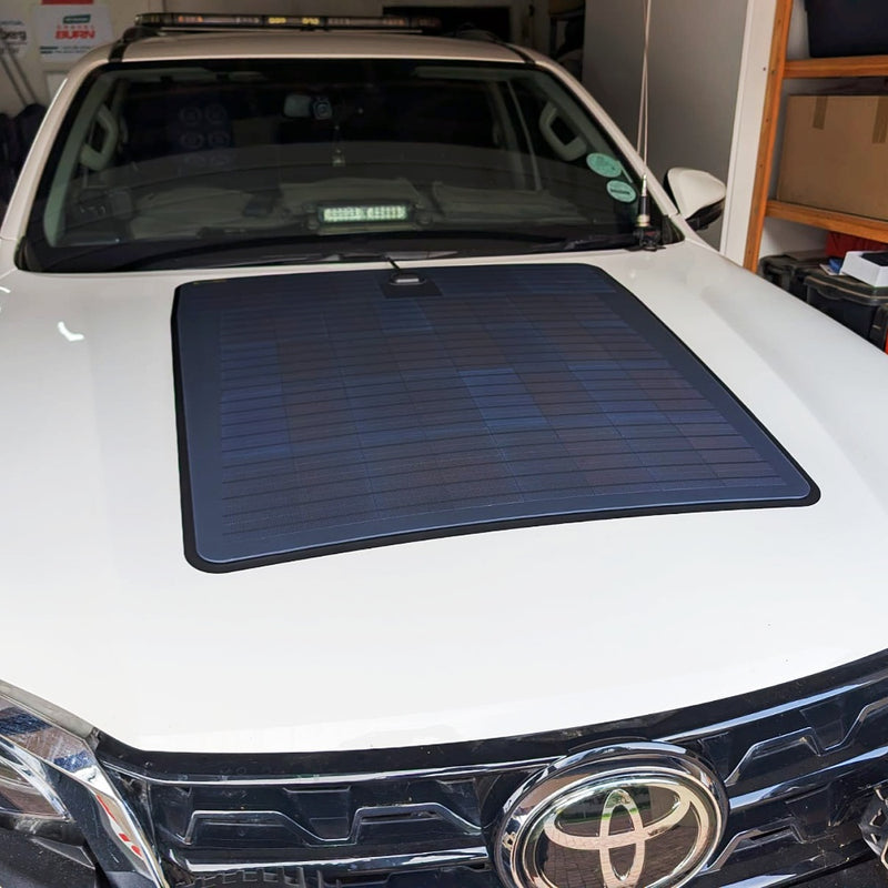تحميل الصورة إلى عارض المعرض، Toyota_Fortuner_Lensun_100W_Bonnet_Flexible_Solar_Panel
