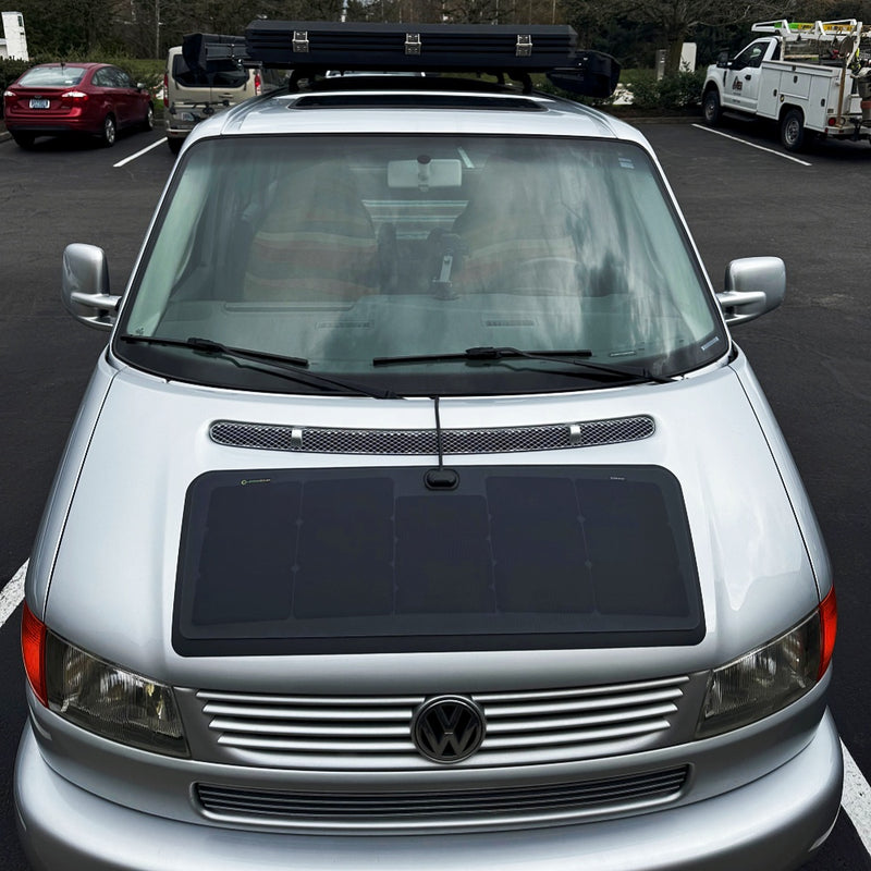 Load image into Gallery viewer, Volkswagen_VW_T4_Camper_Lensun_60W_Bonnet_Solar_Panel_2
