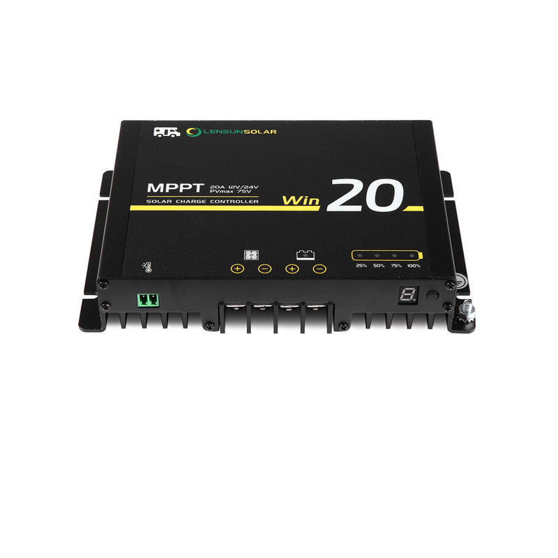 تحميل الصورة إلى عارض المعرض، وحدة تحكم في الطاقة الشمسية MPPT 20A مقاومة للماء من Lensun مع مشابك البطارية
