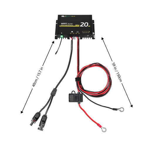Lensun Waterproof 20A MPPT Solar Controller with Battery Clips