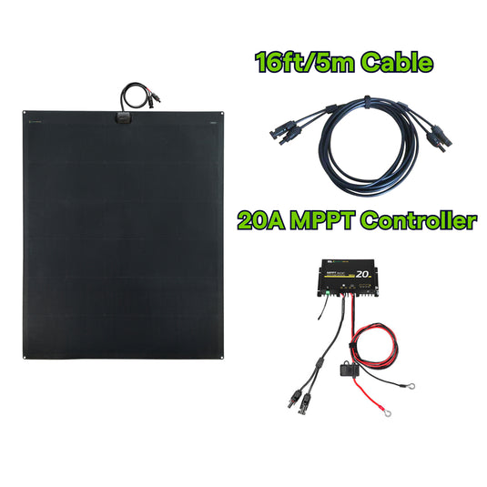 Lensun 240W 12V Black Flexible Solar Panel for Roof Tent