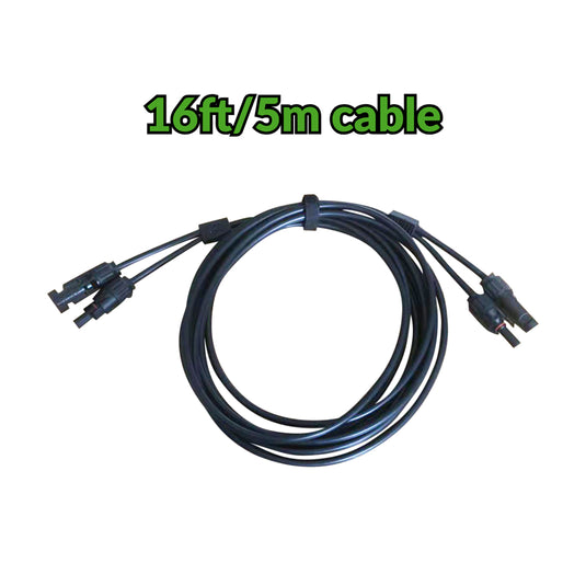 كابلان للطاقة الشمسية بطول 5 أمتار و16 قدمًا + زوج واحد من الموصلات 1F2M و1M2F