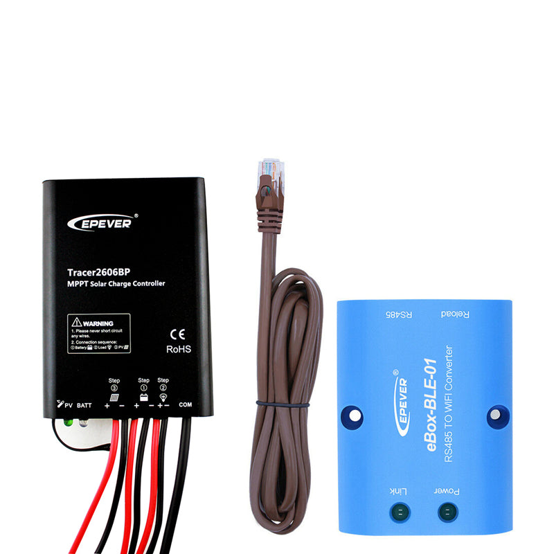 Load image into Gallery viewer, Waterproof 10A MPPT Solar Controller with eBox Bluetooth Adapter for  Lithium(LiPO4) &amp; Lead-acid battery Tracer 2606BP
