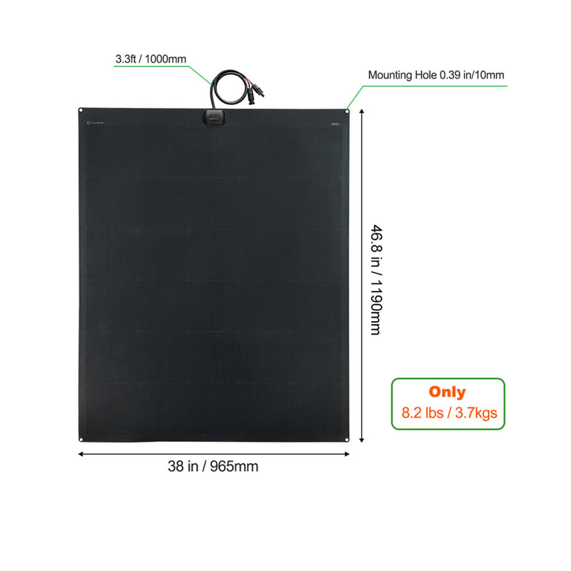 Load image into Gallery viewer, Lensun 240W Full Black Flexible Solar Panel, 25.8% Back Contact Solar Cell
