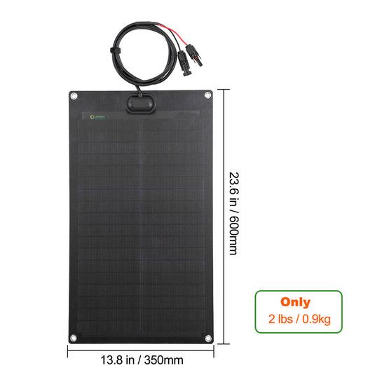 LensunSolar 30W 12V Black Flexible Solar Panel