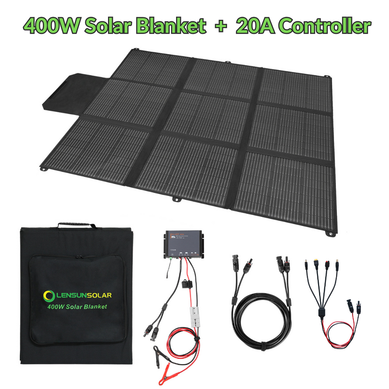 Load image into Gallery viewer, LensunSolar 400W 36V Solar Blanket for 24V Battery or Power Station
