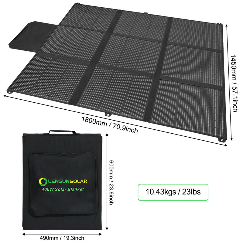 Load image into Gallery viewer, LensunSolar 400W 36V Solar Blanket for 24V Battery or Power Station
