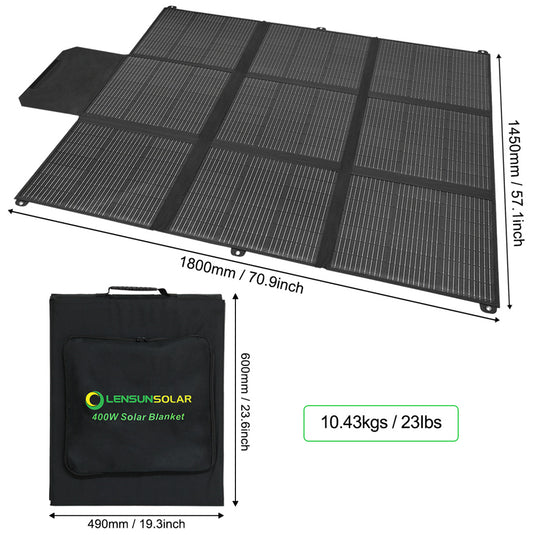 LensunSolar 400W 36V Solar Blanket for 24V Battery or Power Station