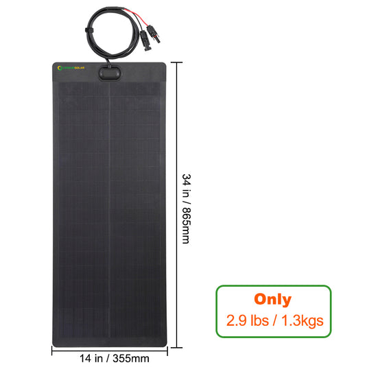 LensunSolar 50W 12V Full Black Flexible Solar Panel