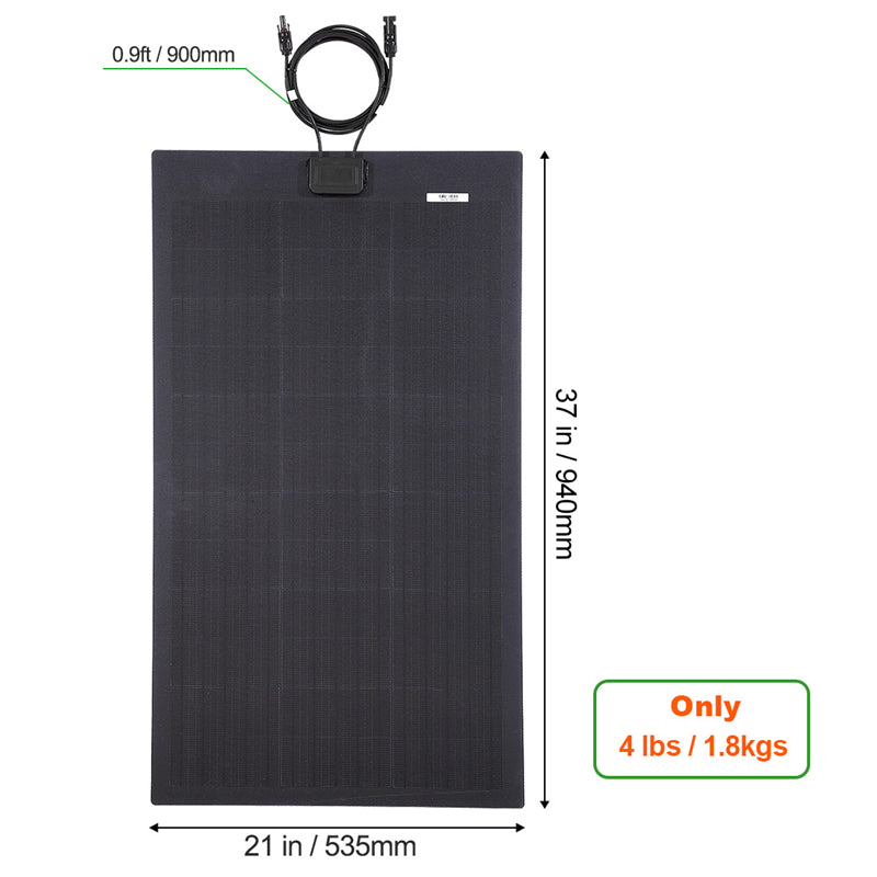 Chargez l&#39;image dans la visionneuse de la galerie, LensunSolar 80W 12V Full Black Flexible Solar Panel
