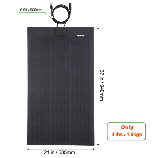 LensunSolar 80W 12V Full Black Flexible Solar Panel